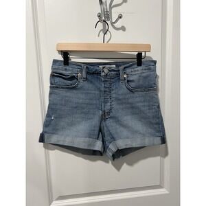 Levis Womens Wedgie Denim Shorts Cuffed High Rise Button Fly Size 31
